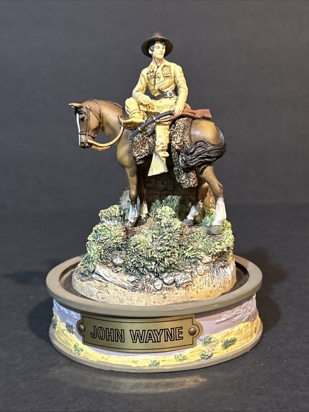 John Wayne Franklin Mint Hand Painted Western Cowboy Horse Sculpture Figurine